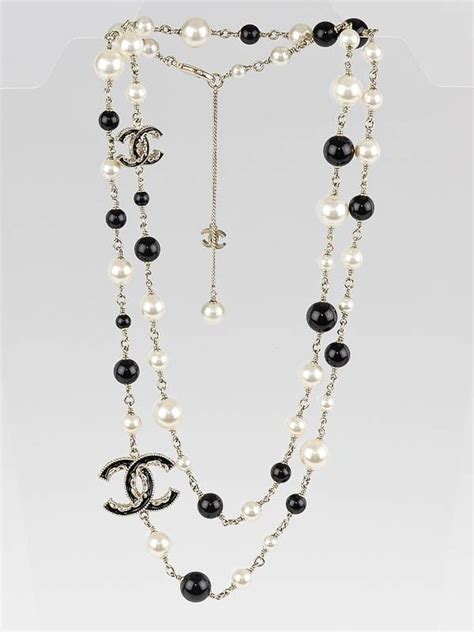 chanel beaded necklace uk|Chanel long necklace with logo.